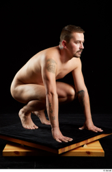 Whole Body Man White Nude Average Kneeling Studio photo references